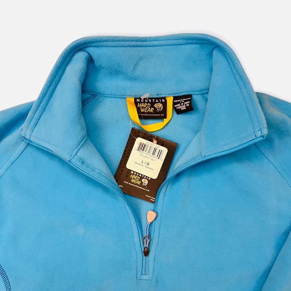 NWT Mountain Hardwear women’s blue soft fleece pullover size large 1/4 zip.